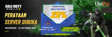 Top Up Di UniPin, Diskon 25% Semua Item COD Mobile